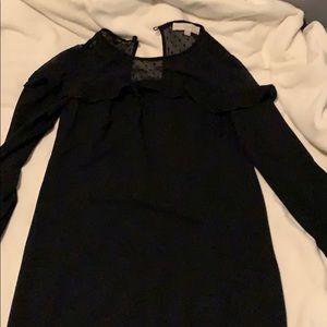 loft black dress with polka dot detailing